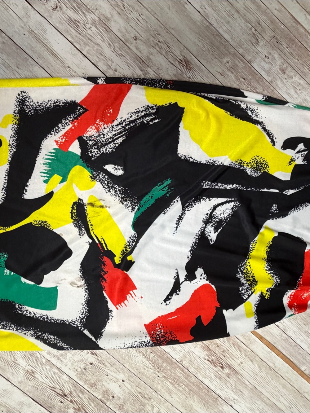 Abstract Brushstroke Midi Skirt in Black, White, Yellow, Red, Green - Picture 7 of 8